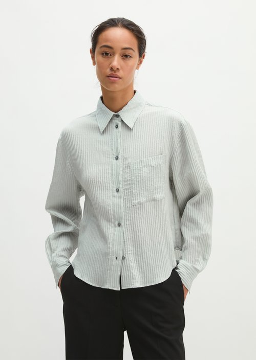Oversized Striped Blouse — Frosty Blue
