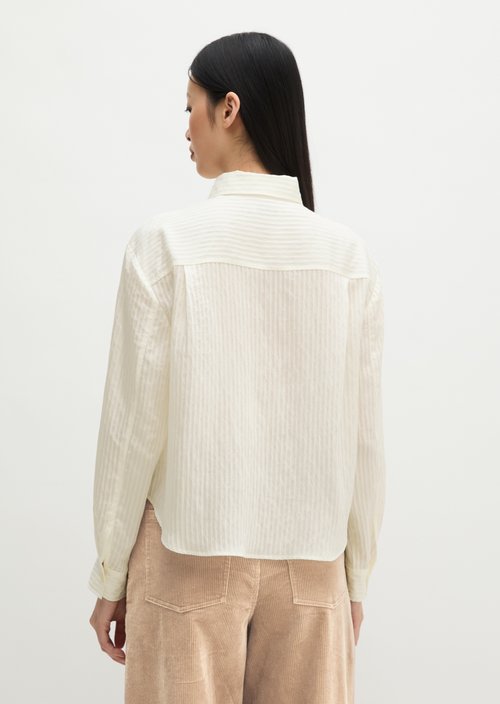 Oversized Striped Blouse — White Cotton