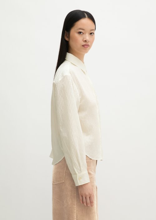 Oversized Striped Blouse — White Cotton