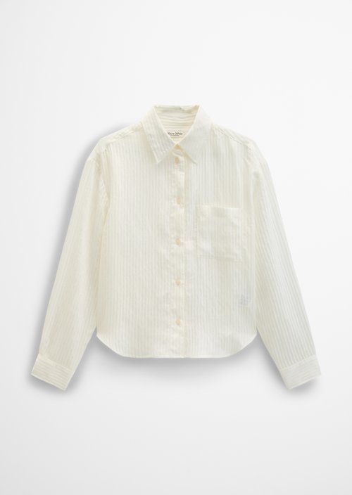 Oversized Striped Blouse — White Cotton