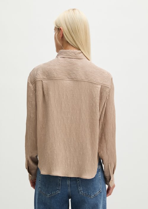 Oversized Striped Blouse — Earthy Taupe
