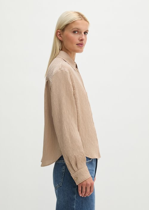 Oversized Striped Blouse — Earthy Taupe