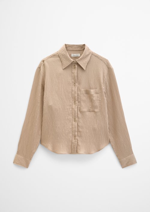 Oversized Striped Blouse — Earthy Taupe