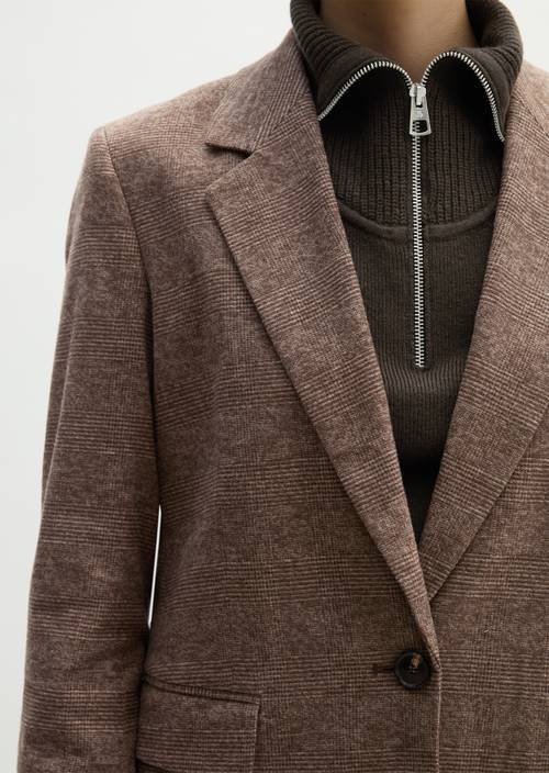Glencheck-blazer, regular Dark Brown in detailaanzicht