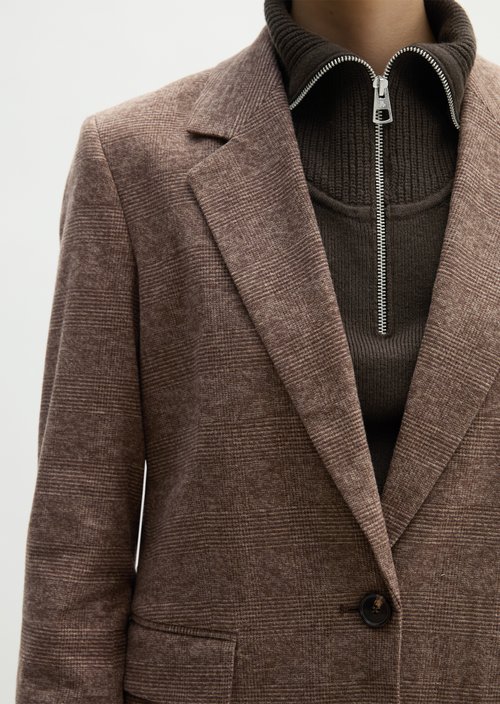 Regular-Fit Glen Check Blazer — Dark Brown