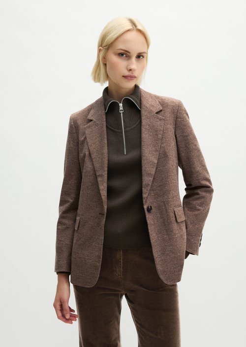 Regular-Fit Glen Check Blazer — Dark Brown