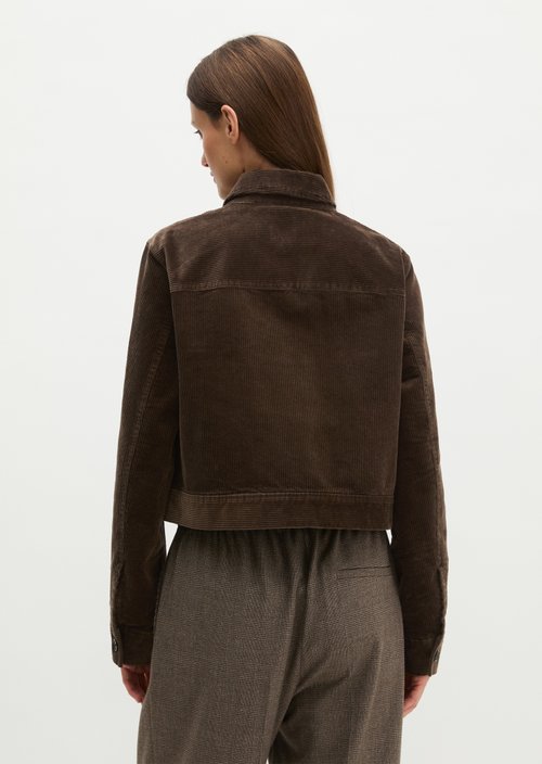 Cropped Cord Overshirt — Burnt Coffee