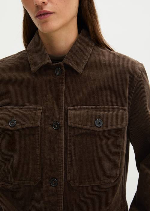 Cord-Overshirt cropped Burnt Coffee in Detailansicht
