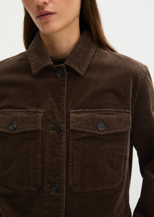 Cropped Cord Overshirt — Burnt Coffee