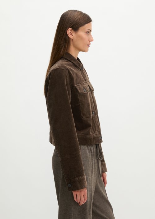 Cropped Cord Overshirt — Burnt Coffee