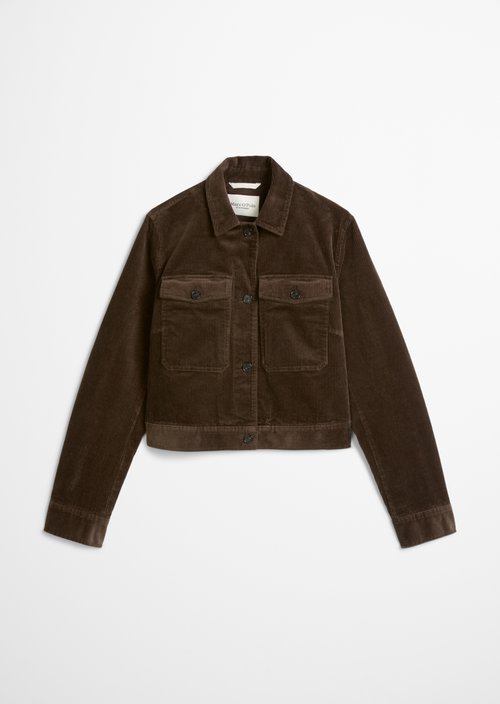 Cropped Cord Overshirt — Burnt Coffee