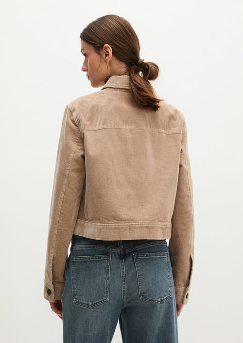 Cropped Cord Overshirt — Earthy Taupe