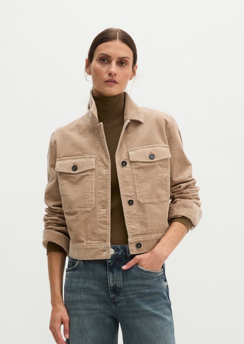 Cropped Cord Overshirt — Earthy Taupe