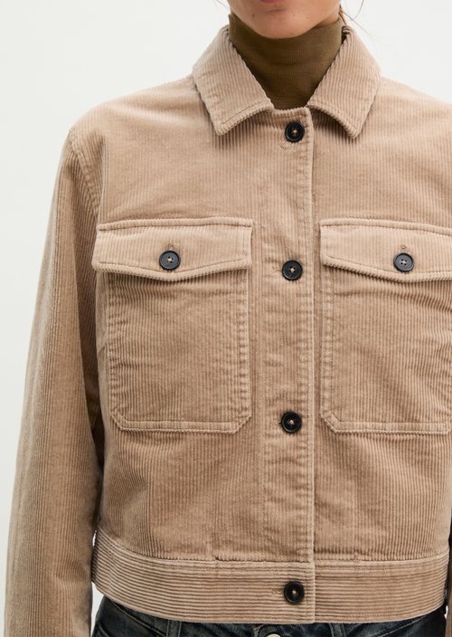 Cropped Cord Overshirt — Earthy Taupe