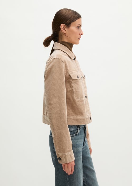 Cropped Cord Overshirt — Earthy Taupe
