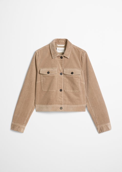 Cropped Cord Overshirt — Earthy Taupe