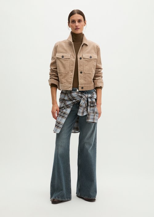 Cropped Cord Overshirt — Earthy Taupe