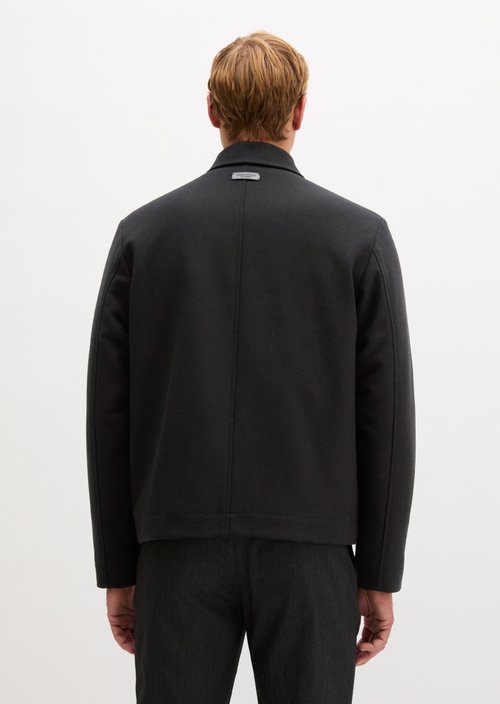 Regular-Fit Wool Jacket — Black