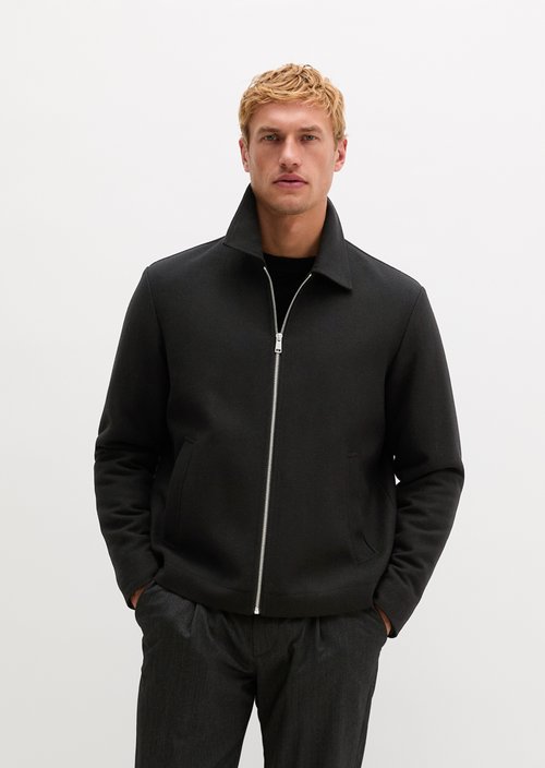 Regular-Fit Wool Jacket — Black