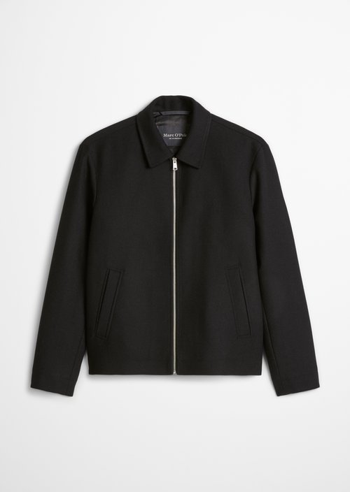 Regular-Fit Wool Jacket — Black