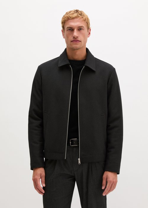 Regular-Fit Wool Jacket — Black