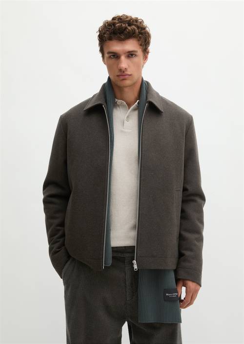 Regular-Fit Wool Jacket Wooden Earth in front view