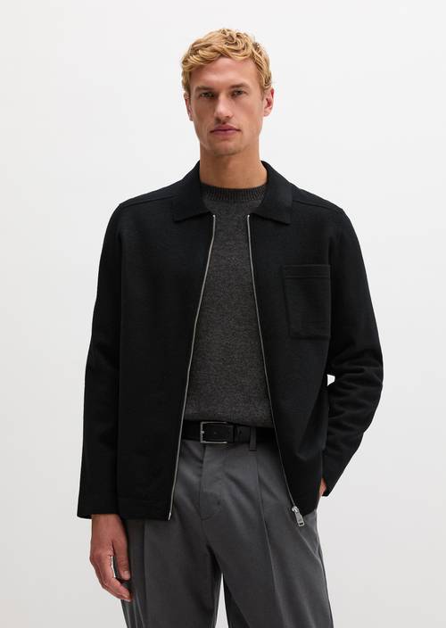 Cardigan overhirt regular Black en vue de face