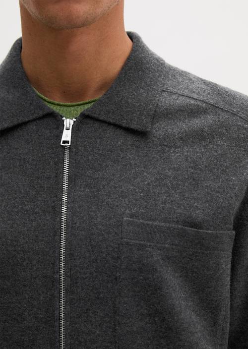 Cardigan overhirt regular Dark Grey Melange en vue détaillée