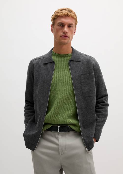 Cardigan overhirt regular Dark Grey Melange en vue de face