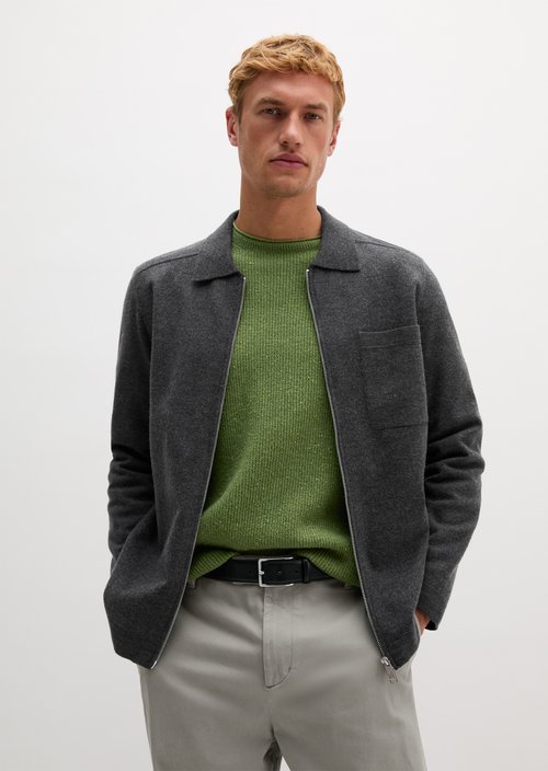 Overshirt cardigan regular — Dark Grey Melange