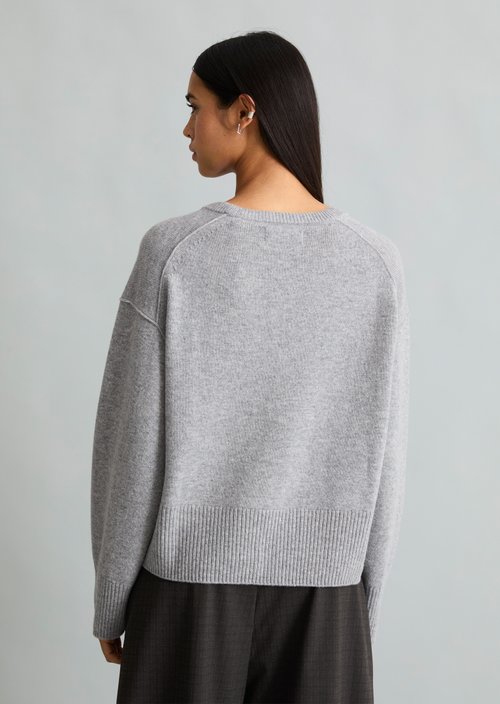 Oversized Merino Knit Sweater — Stone Melange