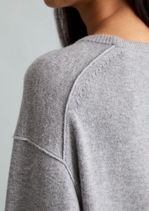 Oversized Merino Knit Sweater — Stone Melange