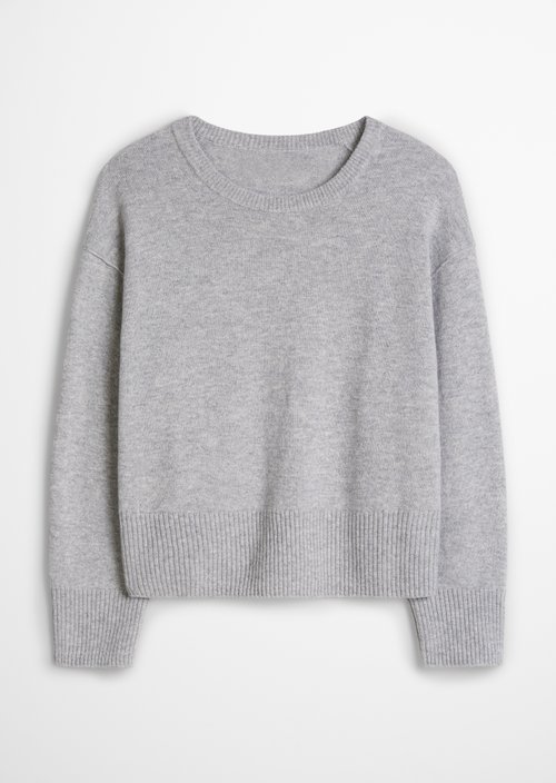 Oversized Merino Knit Sweater — Stone Melange