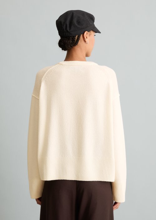 Oversized Merino Knit Sweater — White Blush
