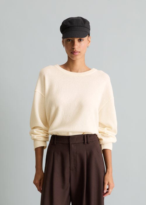 Oversized Merino Knit Sweater — White Blush