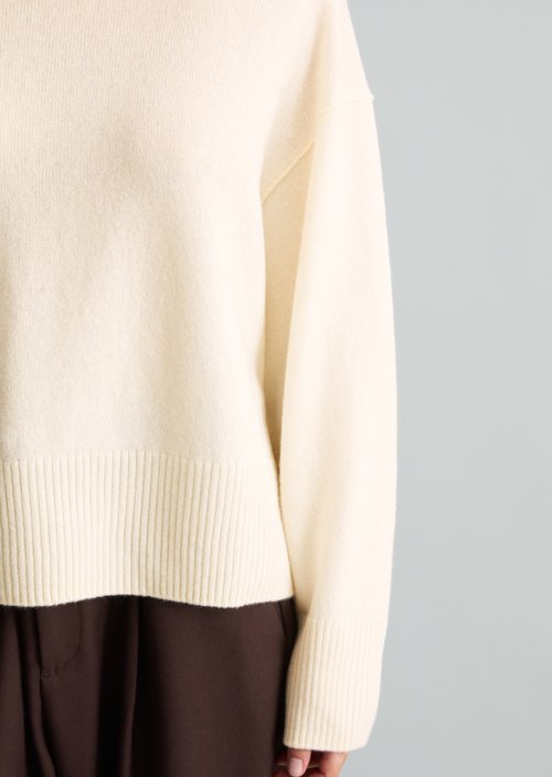 Oversized Merino Knit Sweater — White Blush