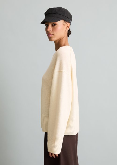 Oversized Merino Knit Sweater — White Blush