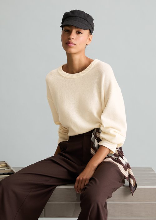 Oversized Merino Knit Sweater — White Blush