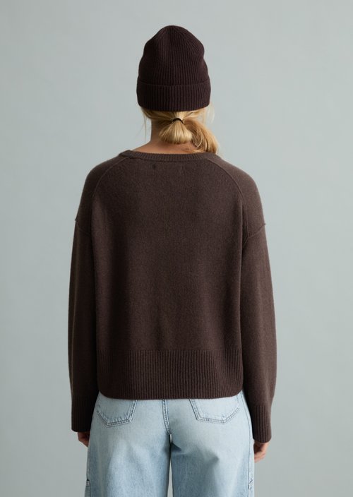 Oversized Merino Knit Sweater — Espresso Brown