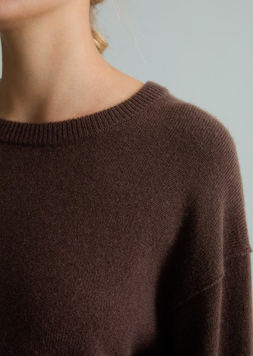 Oversized Merino Knit Sweater — Espresso Brown