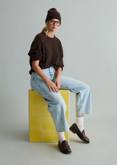 Oversized Merino Knit Sweater — Espresso Brown