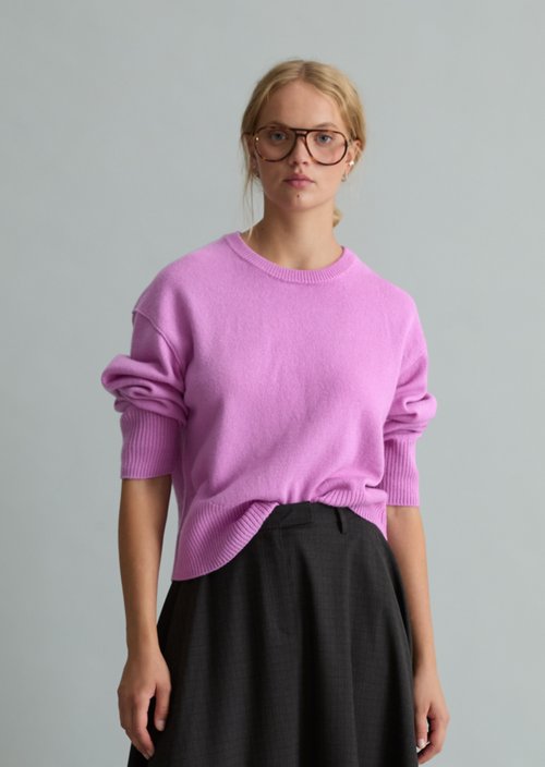 Oversized Merino Knit Sweater — Smoky Grape