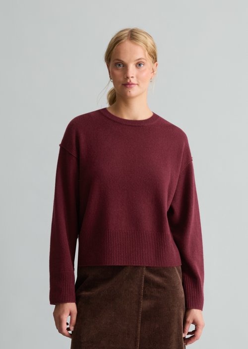Oversized Merino Knit Sweater — Deep Burgundy