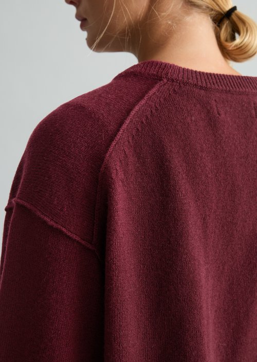 Oversized Merino Knit Sweater — Deep Burgundy