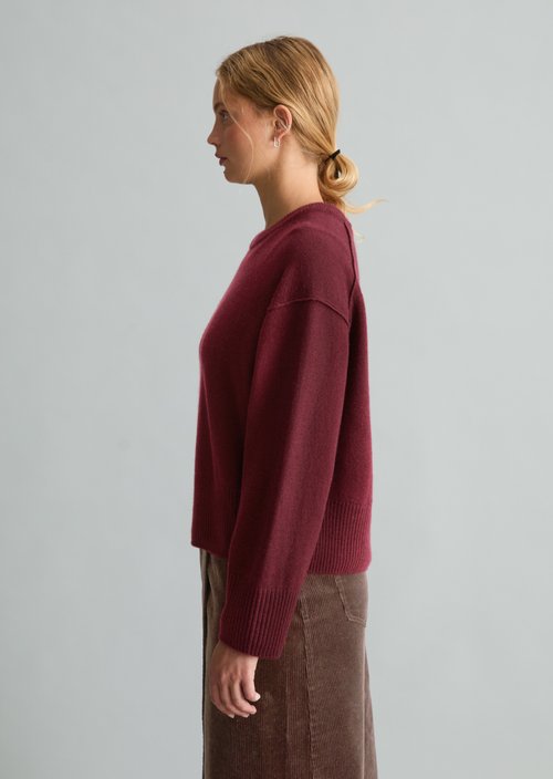 Oversized Merino Knit Sweater — Deep Burgundy