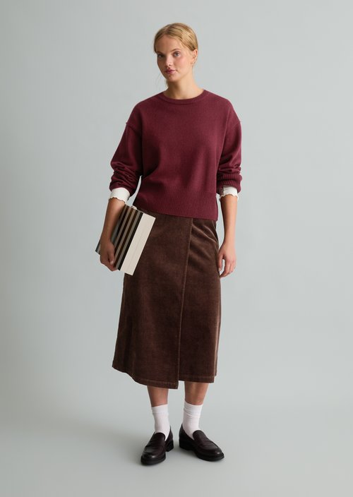 Oversized Merino Knit Sweater — Deep Burgundy
