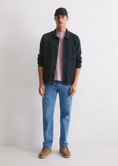 Regular knit overshirt — Dark Navy