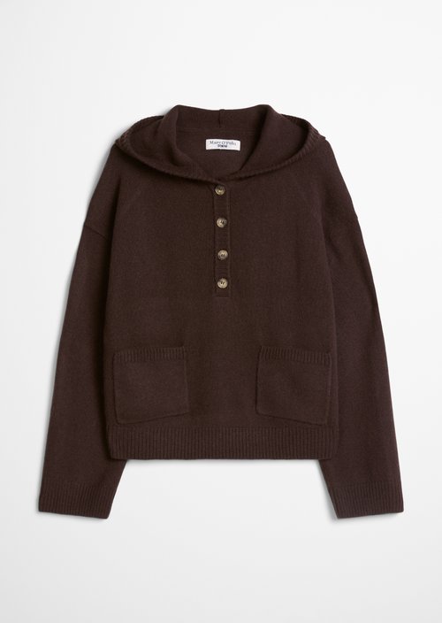 Oversized Merino Knit Hoodie — Espresso Brown