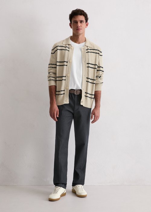 Cardigan with regular collar — Medium Beige