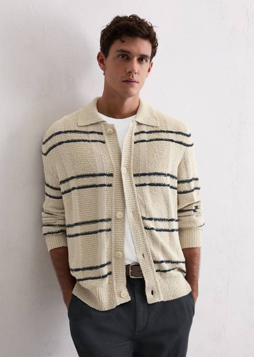 Kardigan s pravidelným límcem Medium Beige v předním pohledu